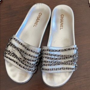 Chanel Tropiconic Chain-Link Accent Slides